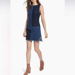 AG Adriano Goldschmied The Indie Two-Tone Denim Mini Dress